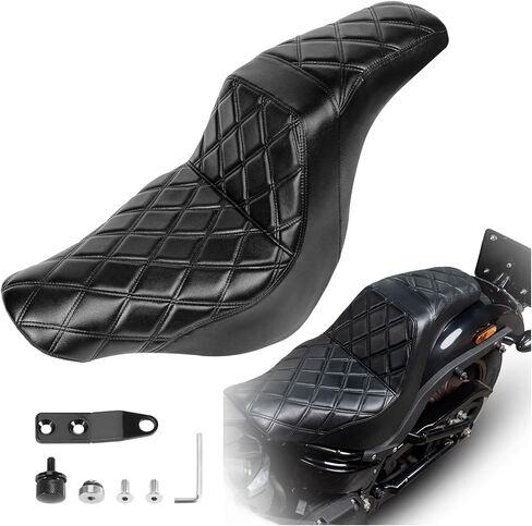 One-Piece Rider Driver Passenger Rear Seat Two-Up Seat Fit for Harley Sport Glide FLSB, Low Rider FXLR FXLRS FXLRST 2018-Later,Black in Saudi Arabia