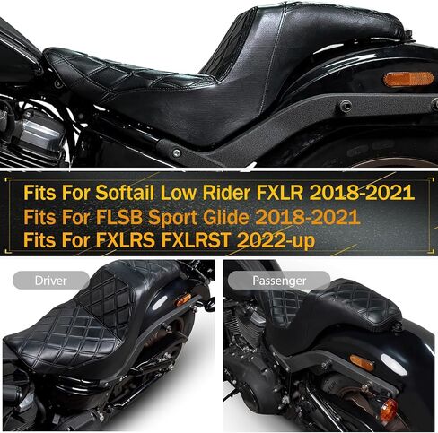 One-Piece Rider Driver Passenger Rear Seat Two-Up Seat Fit for Harley Sport Glide FLSB, Low Rider FXLR FXLRS FXLRST 2018-Later,Black in Saudi Arabia