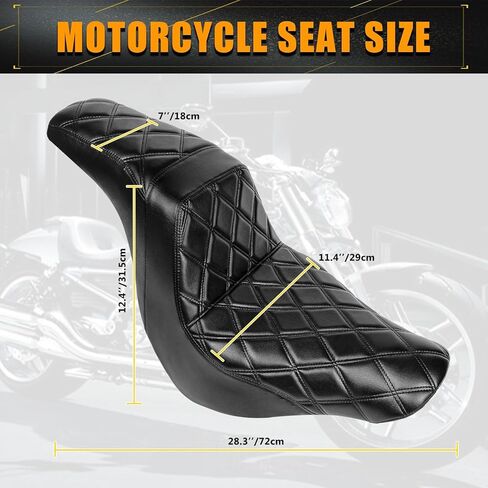 One-Piece Rider Driver Passenger Rear Seat Two-Up Seat Fit for Harley Sport Glide FLSB, Low Rider FXLR FXLRS FXLRST 2018-Later,Black in Saudi Arabia