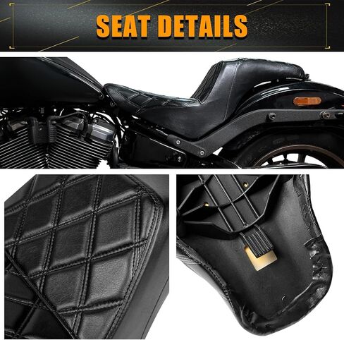 One-Piece Rider Driver Passenger Rear Seat Two-Up Seat Fit for Harley Sport Glide FLSB, Low Rider FXLR FXLRS FXLRST 2018-Later,Black in Saudi Arabia