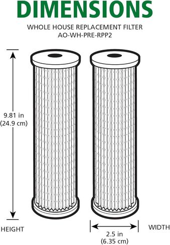 AO Smith 2.5"x10" 40 Micron Sediment Water Filter Replacement Cartridge - 2 Pack - For Whole House Filtration Systems - AO-WH-PRE-RPP2 in Kuwait