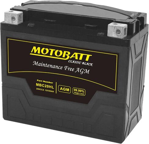 Motobatt MBC20HL Classic Black AGM FA Battery Replaces - YTX20L, YTX20LBS, YTX20HLBS, YTX20HLBSPW, YTX20HL, YTX20HL-PW, SYB16LB, YB16LA, YB16LA2, YB16LB, YB16LB2, YB16CLB, GT16L-BS, GT16BS, GYZ20L in Saudi Arabia