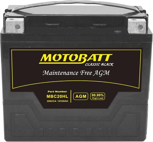 Motobatt MBC20HL Classic Black AGM FA Battery Replaces - YTX20L, YTX20LBS, YTX20HLBS, YTX20HLBSPW, YTX20HL, YTX20HL-PW, SYB16LB, YB16LA, YB16LA2, YB16LB, YB16LB2, YB16CLB, GT16L-BS, GT16BS, GYZ20L in Saudi Arabia