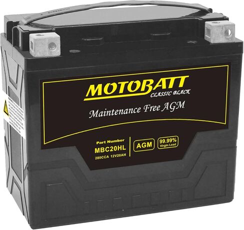 Motobatt MBC20HL Classic Black AGM FA Battery Replaces - YTX20L, YTX20LBS, YTX20HLBS, YTX20HLBSPW, YTX20HL, YTX20HL-PW, SYB16LB, YB16LA, YB16LA2, YB16LB, YB16LB2, YB16CLB, GT16L-BS, GT16BS, GYZ20L in Saudi Arabia