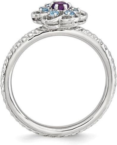Jewels By Lux Sterling Silver Stackable Expressions Amethyst & Blue Topaz Stackable Ring in Saudi Arabia