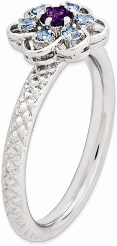 Jewels By Lux Sterling Silver Stackable Expressions Amethyst & Blue Topaz Stackable Ring in Saudi Arabia