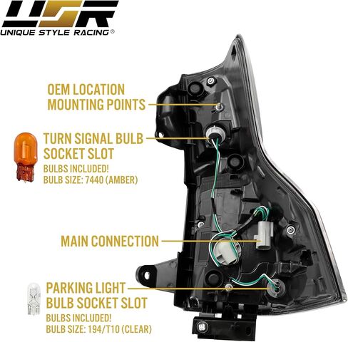 USR 10-23 9700 مصباح خلفي SUV - مجموعة مصابيح الذيل الخلفية (يسار + يمين) زوج - متوافق مع 2010-2023 Lexus GX460 Base/Premium جميع الموديلات (OE F-SPORT STYLE BLACK LED TAIL LIGHTS مع المصابيح وحزام الأسلاك) in Saudi Arabia