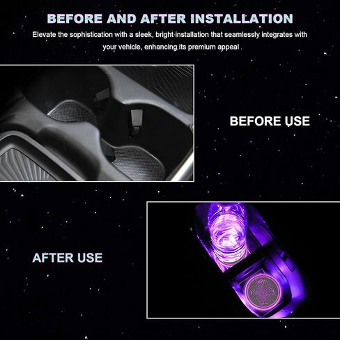 قطعتان من أضواء حامل أكواب السيارة LED، 7 ألوان مضيئة لقاعدة أكواب السيارة USB مع مستشعر للضوء والاهتزاز، وسادة أكواب مقاومة للماء لتزيين مصباح الجو لشاحنة سيدان SUV in Saudi Arabia