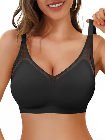 Aoysky Womens Wireless Jelly Bras No Underwire Push Up Bralette Comfortable Full Coverage Seamless T-Shirt Bra in Kuwait