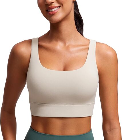 حمالات صدر رياضية طويلة من CRZ YOGA Butterluxe U Back للنساء - رقبة واسعة مبطنة لتمارين اليوجا مع وسادات مدمجة Mojave Tan X-Small in Saudi Arabia