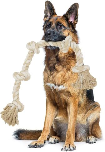 Bmag Dog Rope Toys for Aggressive Chewers, Interactive Heavy Duty Dog Toys for Medium Large Dogs, Tough Twisted Rope Toy with 5 Knots (Blud) in Saudi Arabia