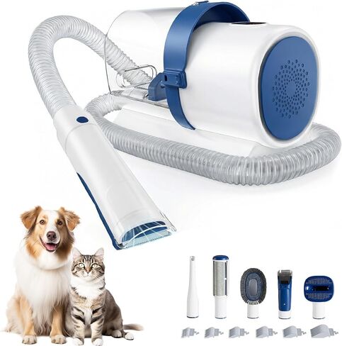 NEWBULIG 5-in-1 Pet Grooming Vacuum Kit, 2.5L Dust Cup, 3 Suction Modes and 5 Groomer Tools, Dog Clippers with Cordless Low Noise for Cats, Dogs Other Animals Hair Trimmer in Saudi Arabia