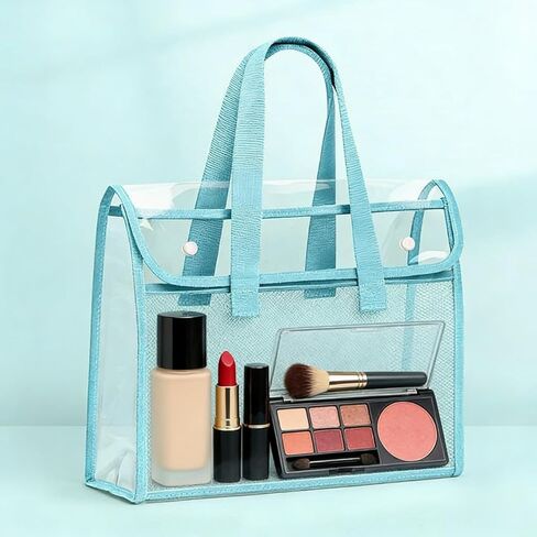 Large Clear Tote Bag for Women - Multifunction PVC Tote Bag for Makeup Organization, File Storage, Travel in Saudi Arabia