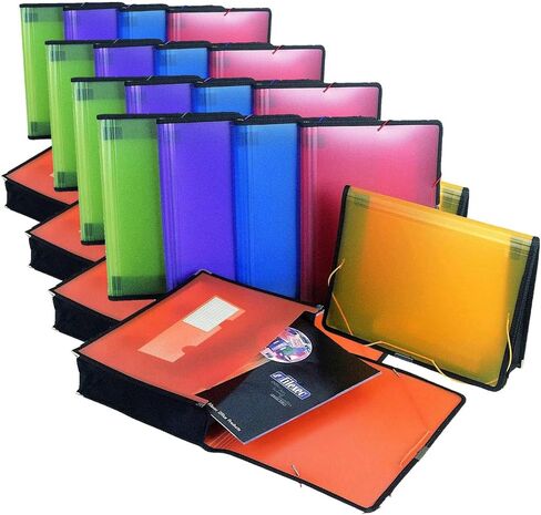 Filexec Single Pocket Expanding File, Letter, Elastic Closure, Assorted, Pack of 6 (50125-3429) in Kuwait