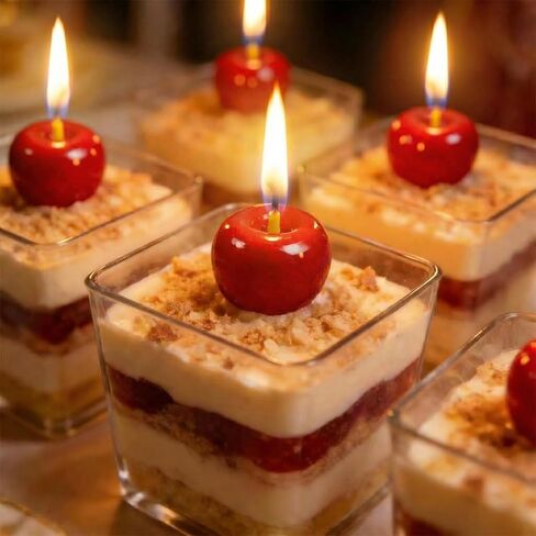 12 Pcs Cherry Birthday Candles Decorations, Handmade Beeswax Cake Candle with Cotton Wicks, Cute Red Fruit-Shaped Candles for Party, Wedding, Cupcakes & Celebrations in Saudi Arabia