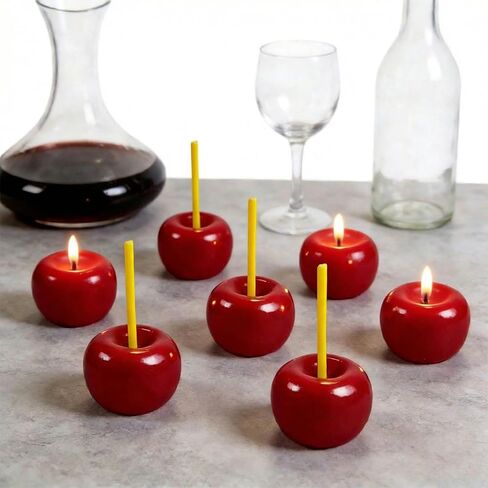 12 Pcs Cherry Birthday Candles Decorations, Handmade Beeswax Cake Candle with Cotton Wicks, Cute Red Fruit-Shaped Candles for Party, Wedding, Cupcakes & Celebrations in Saudi Arabia