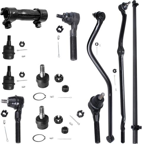 Detroit Axle - Front 11pc Suspension Kit for 91-01 Jeep Cherokee, 91-92 Comanche, Tie Rods Track Bar Adjusting Sleeves Ball Joints 1991 1992 1993 1994 1995 1996 1997 1998 1999 2000 2001 Replacement in Saudi Arabia