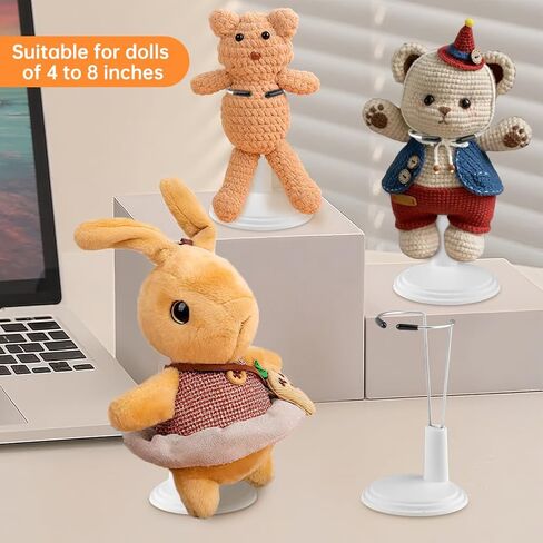 6 pcs Doll Stand Adjustable Action Figure Display Holder Support for 4-8 inches Dolls Keep the Standing Position for Home Office Shop Birthday Party Favor, Without-Dolls (颜色:White) in Kuwait
