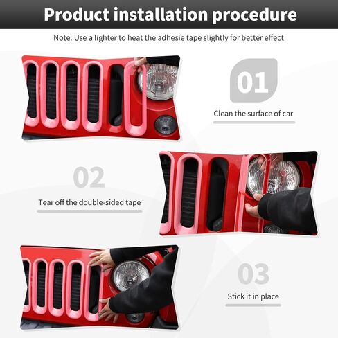 CheroCar Grill إدراج شبكة أمامية بدون غطاء شبكي مناسب لـ 2007-2018 Jeep Wrangler JK JKU 2/4 باب مشبك على ملحقات الشبكة، وردي in Kuwait