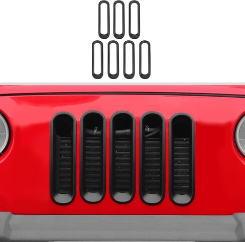 CheroCar Grill إدراج شبكة أمامية بدون غطاء شبكي مناسب لـ 2007-2018 Jeep Wrangler JK JKU 2/4 باب مشبك على ملحقات الشبكة، وردي in Kuwait