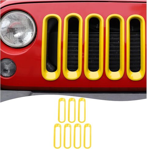 CheroCar Grill إدراج شبكة أمامية بدون غطاء شبكي مناسب لـ 2007-2018 Jeep Wrangler JK JKU 2/4 باب مشبك على ملحقات الشبكة، وردي in Kuwait