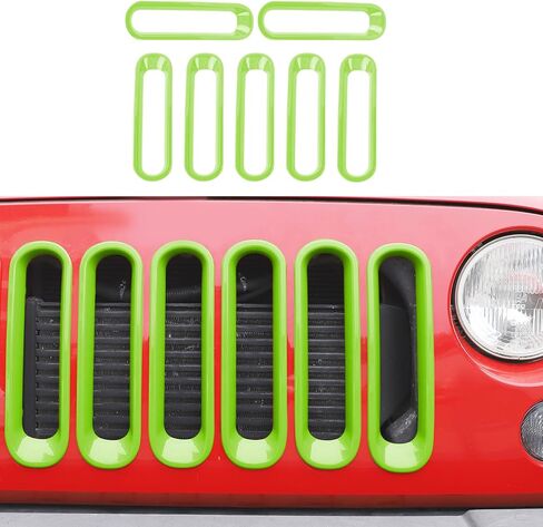 CheroCar Grill إدراج شبكة أمامية بدون غطاء شبكي مناسب لـ 2007-2018 Jeep Wrangler JK JKU 2/4 باب مشبك على ملحقات الشبكة، وردي in Kuwait