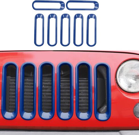 CheroCar Grill إدراج شبكة أمامية بدون غطاء شبكي مناسب لـ 2007-2018 Jeep Wrangler JK JKU 2/4 باب مشبك على ملحقات الشبكة، وردي in Kuwait