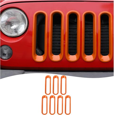 CheroCar Grill إدراج شبكة أمامية بدون غطاء شبكي مناسب لـ 2007-2018 Jeep Wrangler JK JKU 2/4 باب مشبك على ملحقات الشبكة، وردي in Kuwait