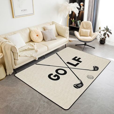 Golf Club Area Rug for Bedside,Boys Teens Ball Game Lover Non Shedding Living Room Rugs for Kids Teens Adult Home Party Decor,Retro Simple Style Accent Rug for Living Room Bedroom Decor 3x5 in Kuwait