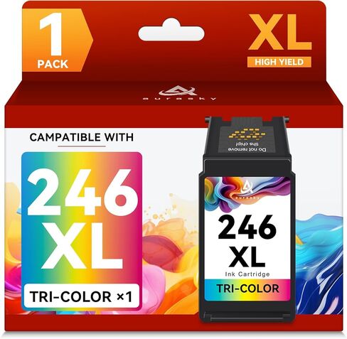 خرطوشة حبر متوافقة مع AURASKY 245XL 246XL لـ Canon 245 و246 XL PG-245XL CL-246XL لخراطيش حبر طابعة كانون PIXMA TR4520 TS302 MG2525 TR4527 TS3322 MG3022 MX490 TS202 (لون واحد) in Kuwait