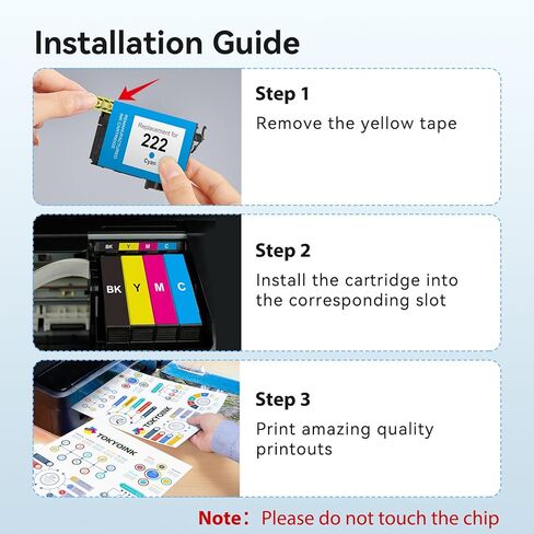 TOKYOINK 222XL خراطيش الحبر مجموعة التحرير والسرد استبدال المعاد تصنيعها لخرطوشة الحبر Epson 222 222XL 222 XL تعمل لطابعة WF-2960، XP-5200 (2 أسود، سماوي، أرجواني، أصفر 5 عبوات) in Kuwait