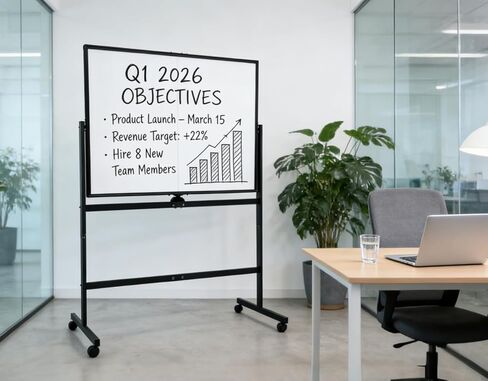 Large White Board 32x48 Inches - Mobile Rolling White Board on Wheels, Dry Erase Display for Home, Office, School in Kuwait