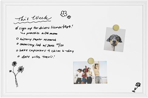 U Brands Farmhouse Board, Magnetic Dry Erase White Board, 30" x 20", Wall Mounted with White Wood Frame, Includes 2 Magnets, Home, Office, Classroom Dry Erase Board (2071U00-01) in Saudi Arabia