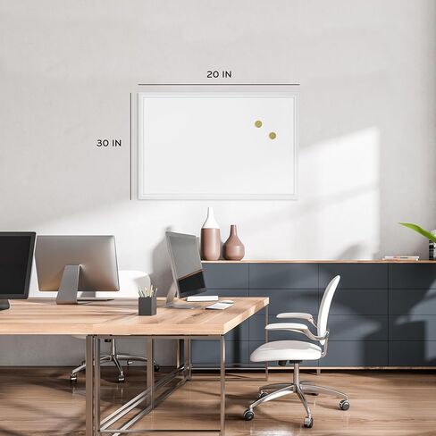 U Brands Farmhouse Board, Magnetic Dry Erase White Board, 30" x 20", Wall Mounted with White Wood Frame, Includes 2 Magnets, Home, Office, Classroom Dry Erase Board (2071U00-01) in Saudi Arabia