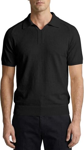 JMIERR Men's Short Sleeve Knitted Polo Shirt Wool Blend Johnny Collar Sweater Tops in Saudi Arabia