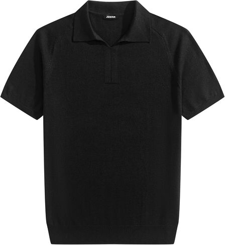 JMIERR Men's Short Sleeve Knitted Polo Shirt Wool Blend Johnny Collar Sweater Tops in Saudi Arabia