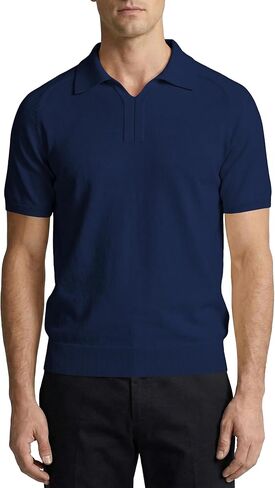 JMIERR Men's Short Sleeve Knitted Polo Shirt Wool Blend Johnny Collar Sweater Tops in Saudi Arabia