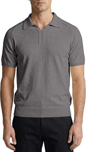 JMIERR Men's Short Sleeve Knitted Polo Shirt Wool Blend Johnny Collar Sweater Tops in Saudi Arabia
