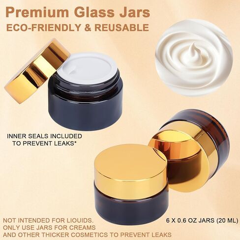 26 Pack TSA Approved Glass Travel Skincare Containers, 2/1.7/1.35/0.7/0.5/0.3oz Refillable Traveling Size Containers with Pump, Jars & Essential Oil Bottle, Leak-Proof for Creams & Liquids in Saudi Arabia