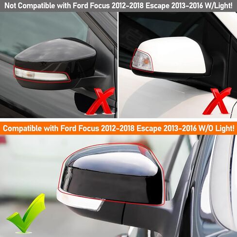 متوافق مع غطاء المرآة الجانبية Ford Focus 2012-2018، Escape 2013-2016، غطاء مرآة الرؤية الخلفية لجانب الراكب الأيمن بدون استبدال ضوء إشارة الانعطاف لـ CP9Z-17D742-BA CP9Z17D742BA in Kuwait