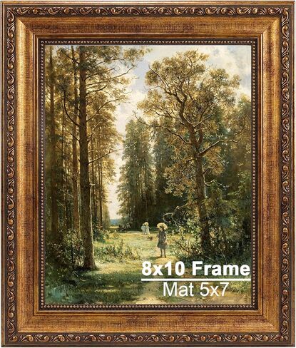 إطار صورة ذهبي عتيق مقاس 12 × 16، إطارات فيكتورية مزخرفة لجدار المعرض أو سطح الطاولة مع زجاج حقيقي، عرض فني مقاس 8.5 × 11 مع حصيرة أو 12 × 16 بدون حصيرة للديكور العتيق in Kuwait