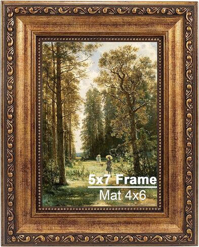 إطار صورة ذهبي عتيق مقاس 12 × 16، إطارات فيكتورية مزخرفة لجدار المعرض أو سطح الطاولة مع زجاج حقيقي، عرض فني مقاس 8.5 × 11 مع حصيرة أو 12 × 16 بدون حصيرة للديكور العتيق in Saudi Arabia