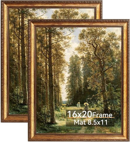 إطار صورة ذهبي عتيق مقاس 12 × 16، إطارات فيكتورية مزخرفة لجدار المعرض أو سطح الطاولة مع زجاج حقيقي، عرض فني مقاس 8.5 × 11 مع حصيرة أو 12 × 16 بدون حصيرة للديكور العتيق in Kuwait