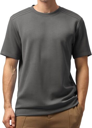 تي شيرت Fioboc للرجال - قمصان بأكمام قصيرة ورقبة دائرية للرجال من خليط مشروط بخياطة الكتف للصيف كاجوال أنيق in Kuwait