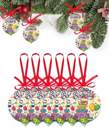 Christmas Ornaments Happy Birthday Cake Christmas Tree Hanging Ornaments Colorful Stripes Balloon Xmas Ornaments Decorations for Christmas Trees Decor Holiday Wedding Party Decor Gifts 3 Inch in Kuwait