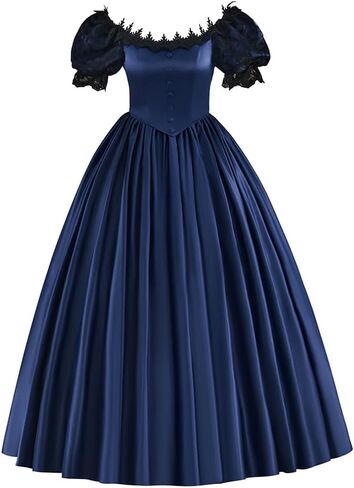 CosplayDiy Women's Rococo Ball Gown Lace Sleeve Historical Victorian Dress Costume Civil War Southern Belle Gown in Saudi Arabia
