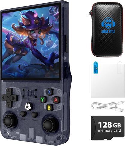 R36MAX Retro Handheld Game Console, 4.0 inch Retro Gaming Console with 64GB Memory, Video Game Consoles with 4000mAh Battery and 30+ Emulators, Ink Black in Saudi Arabia