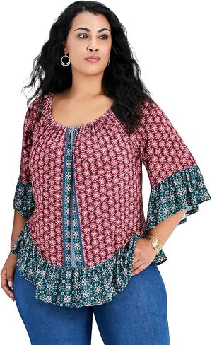 Avenue Women's Plus Size Serenity Ruffle Top in Saudi Arabia