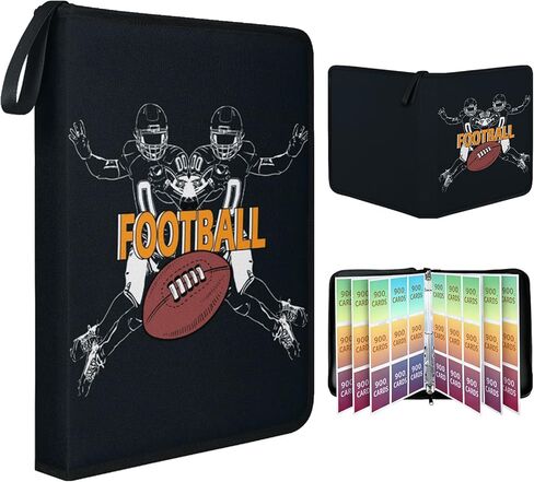 حافظة بطاقات كرة القدم، حافظة بطاقات تجارية مكونة من 900 بطاقة مع 50 حافظة قابلة للإزالة، حافظة بطاقات رياضية ذات 9 جيوب، تصميم ثلاثي الحلقات، حامل بطاقات كرة القدم لهواة الجمع in Kuwait