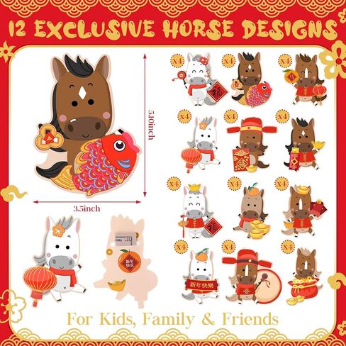 Gueevin 48 Pcs Chinese Red Envelopes New Year of Horse Envelopes Red Pockets 2026 Lunar New Year Cute Lucky Money Packets Hong Bao for Spring Festival Wedding Birthday Supplies in Saudi Arabia